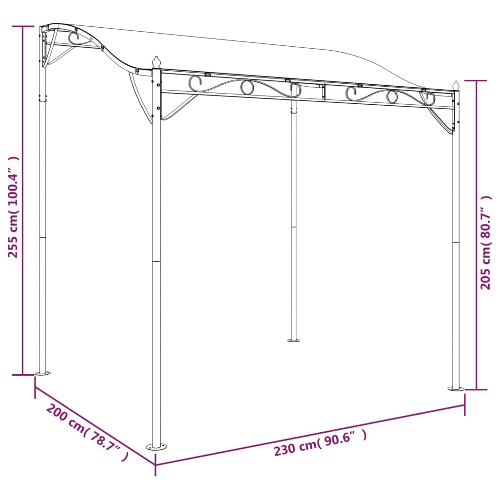 vidaXL Zadaszenie, kremowe, 2x2,3 m, 180 g/m², tkanina i stal