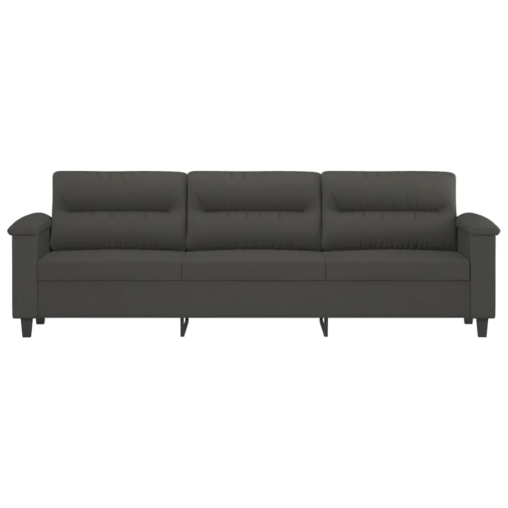 vidaXL 3-osobowa sofa, ciemnoszary, 210 cm, tapicerowana mikrofibrą