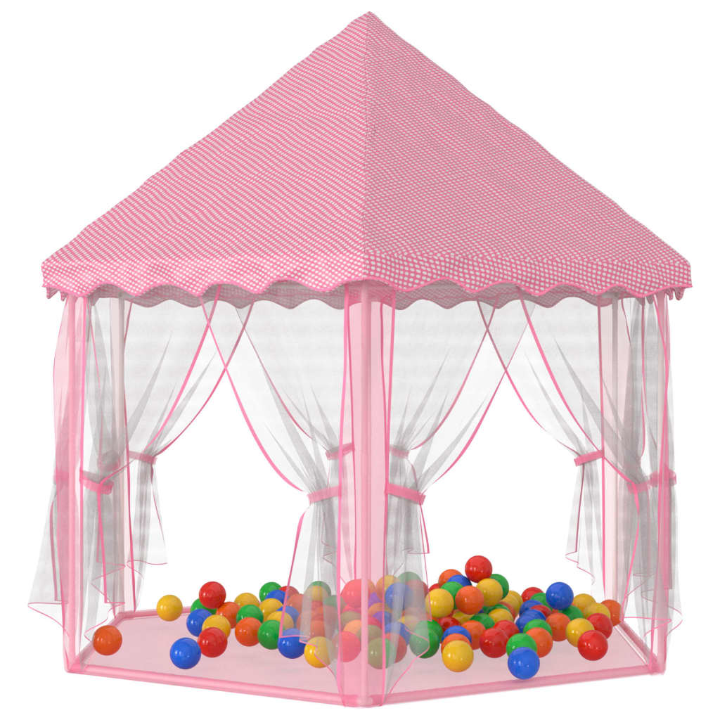 vidaXL Namiot dla księżniczki z 250 piłeczkami, różowy, 133x140 cm