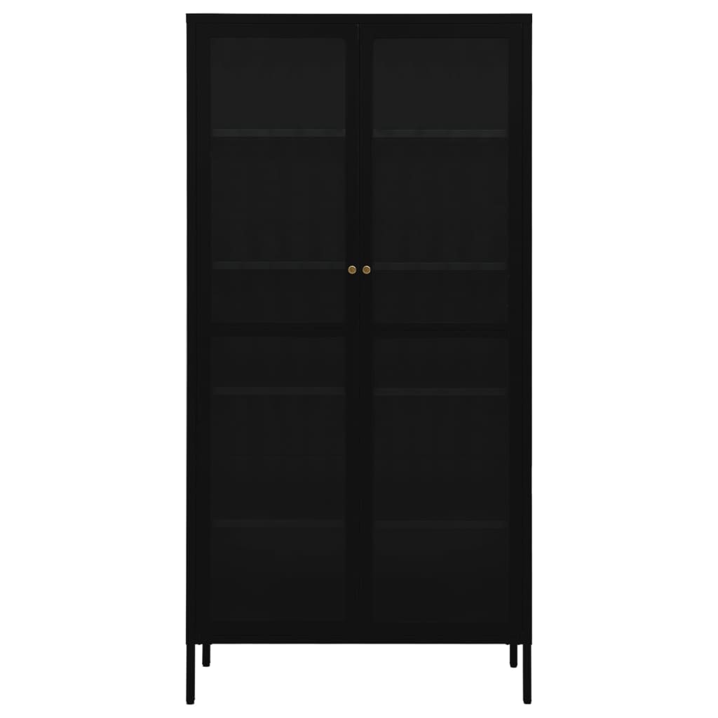 vidaXL Witryna, czarna, 90x40x180 cm, stal i hartowane szkło