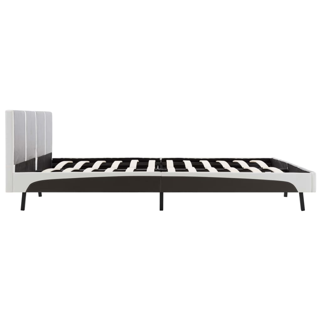 vidaXL Rama łóżka, szaro-biała, sztuczna skóra, 180 x 200 cm