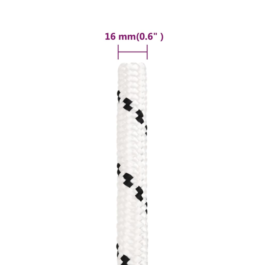 vidaXL Pleciona linka żeglarska, biała, 16 mm x 50 m, poliester