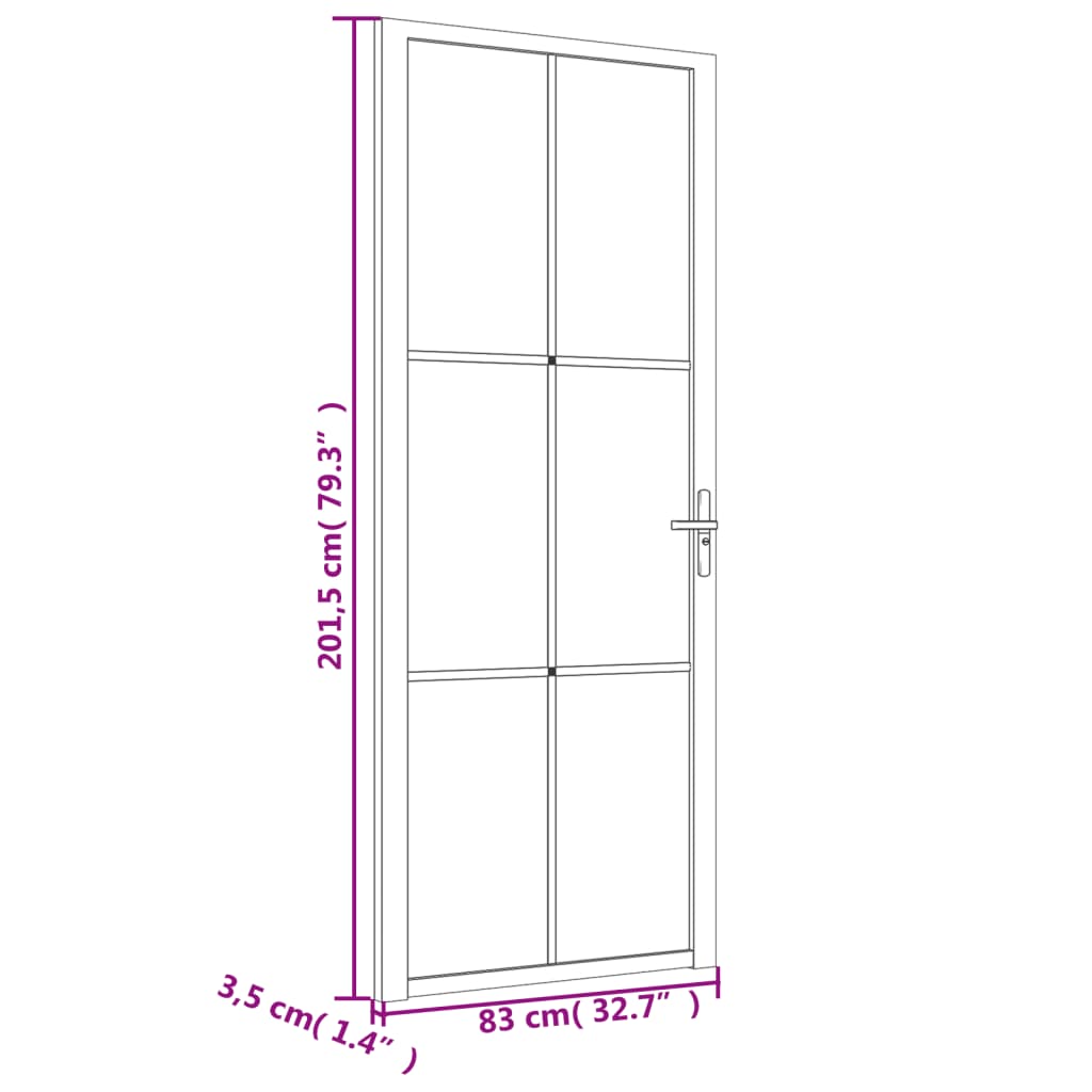 vidaXL Drzwi wewnętrzne, 83x201,5 cm, czarne, matowe szkło i aluminium