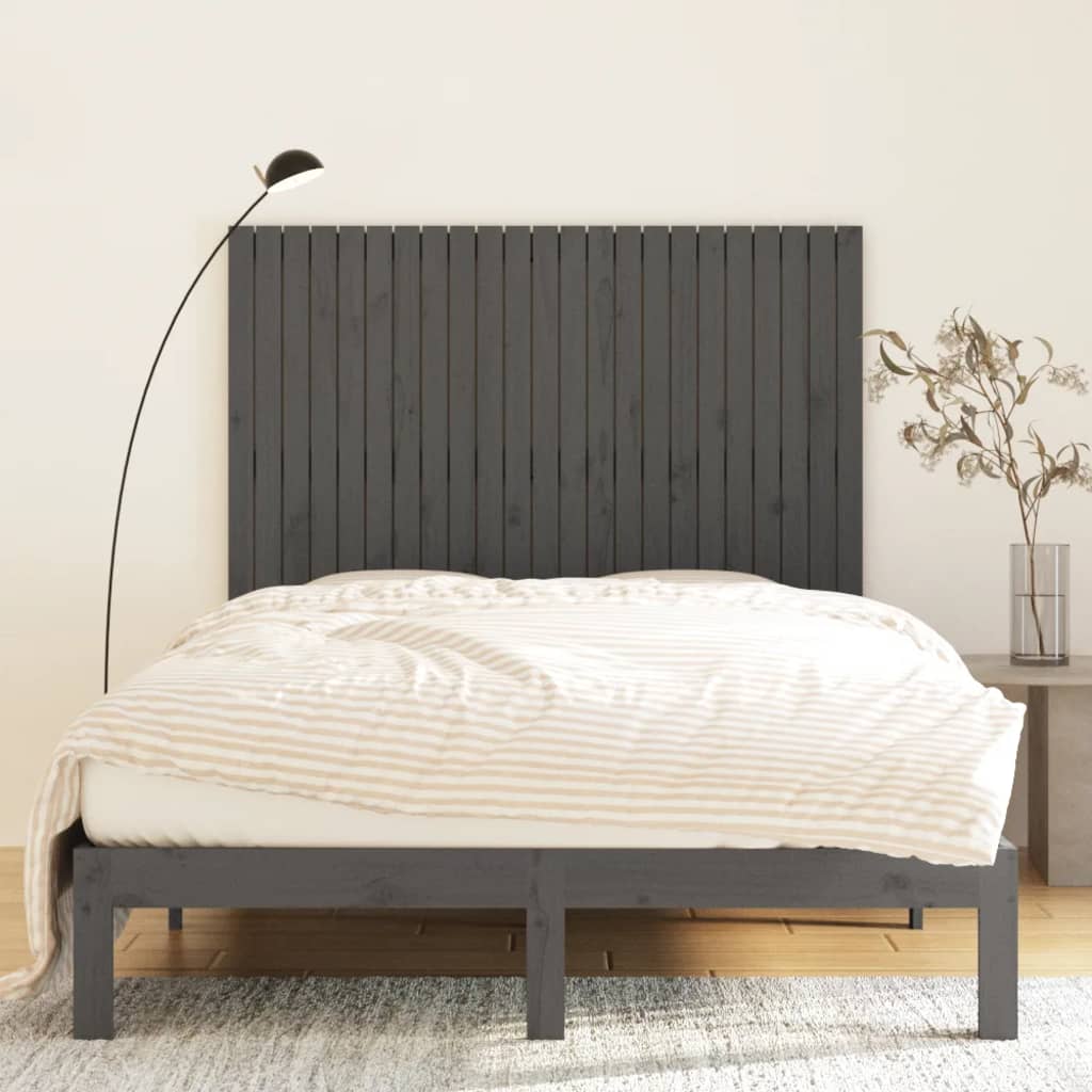 vidaXL Wezgłowie łóżka, szare, 146,5x3x110 cm, lite drewno sosnowe