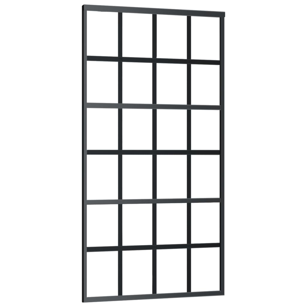 vidaXL Drzwi przesuwne, szkło ESG i aluminium, 102x205 cm, czarne