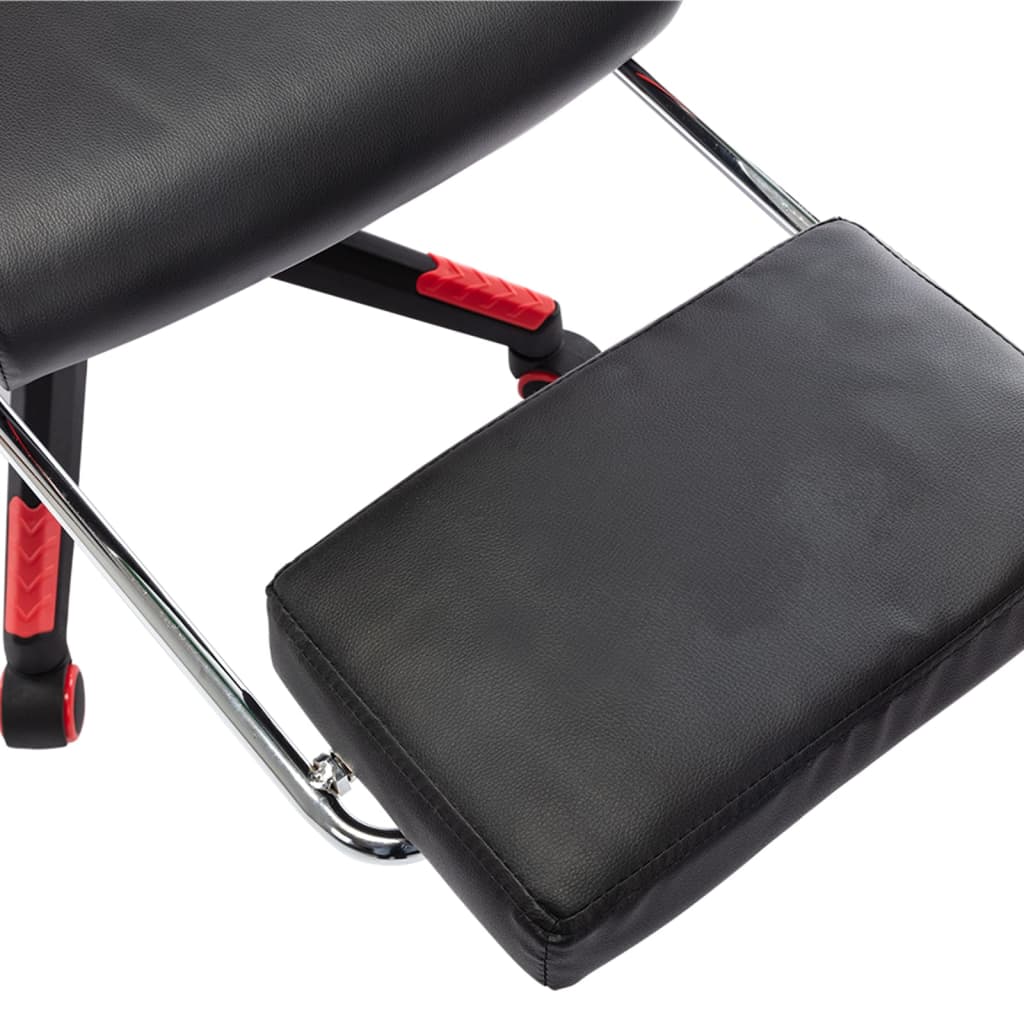 vidaXL Fotel dla gracza z podnóżkiem, czarno-czerwony, sztuczna skóra
