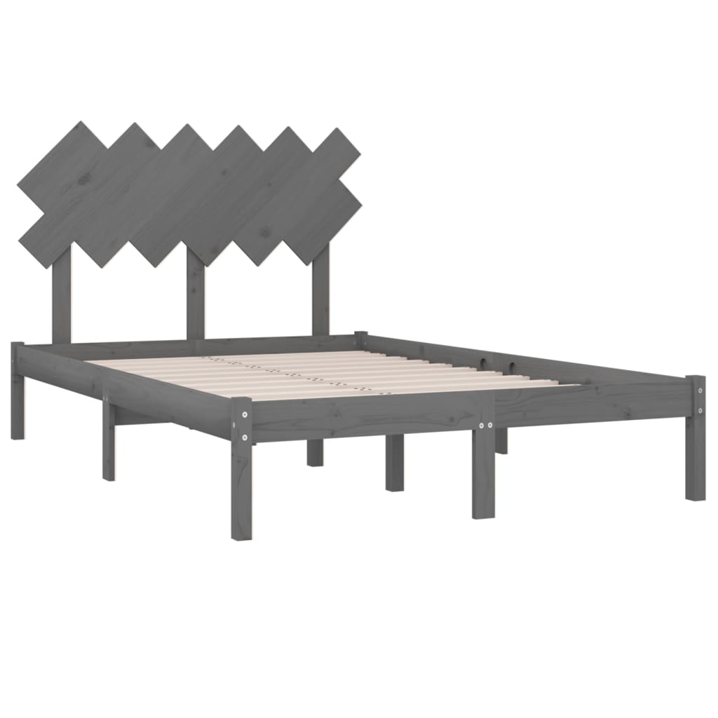 vidaXL Rama łóżka, szara, 120x200 cm, lite drewno