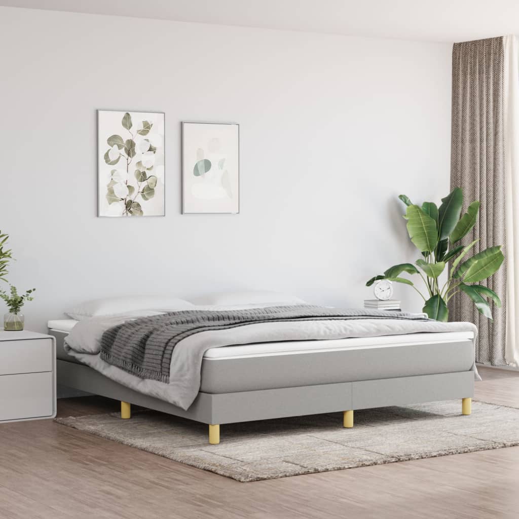 vidaXL Rama łóżka, jasnoszara, 160 x 200 cm, tapicerowana tkaniną