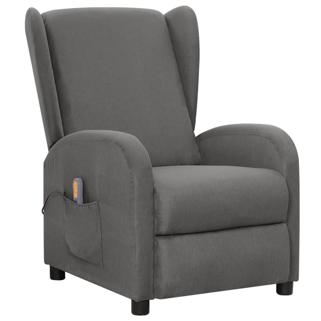 vidaXL Rozkładany fotel masujący, ułatwiający wstawanie, szara tkanina