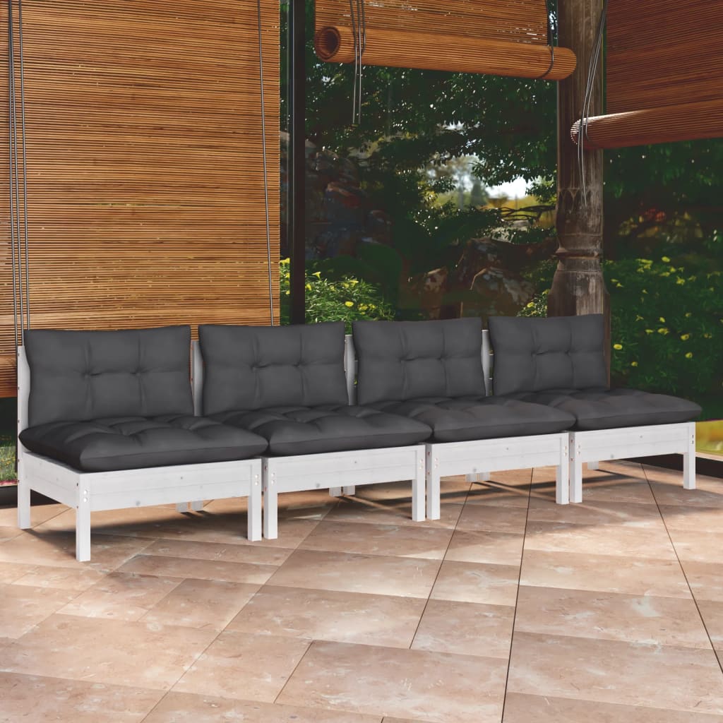 vidaXL 4-osobowa sofa ogrodowa z antracytowymi poduszkami, sosnowa