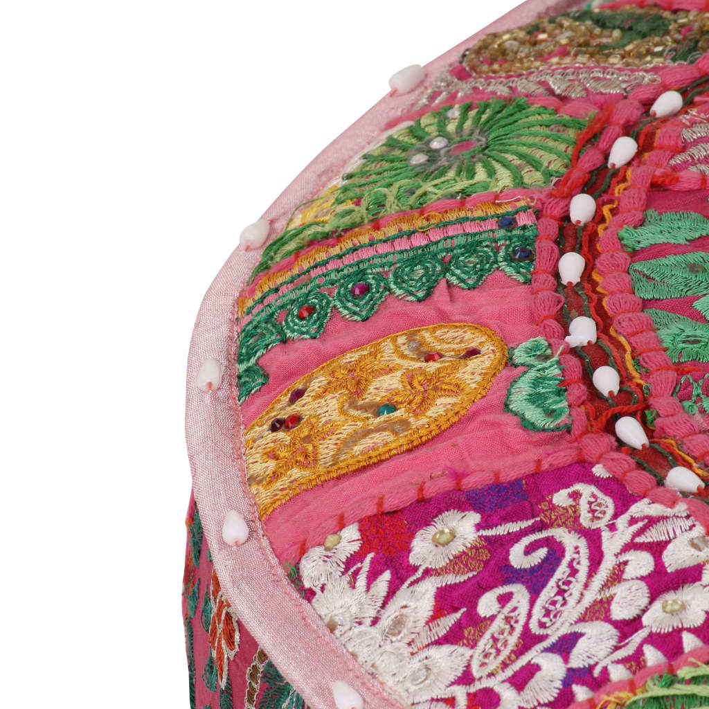 vidaXL Okrągły puf patchworkowy, ręcznie robiony, 40 x 20 cm, różowy