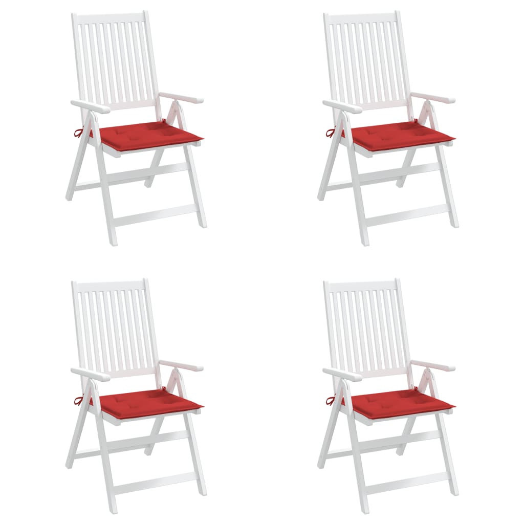 vidaXL Poduszki na krzesła ogrodowe, 4 szt., czerwone, 50x50x3 cm