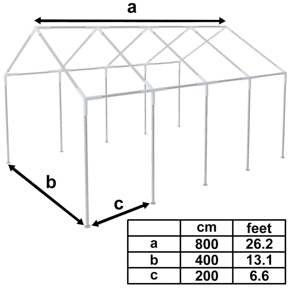 vidaXL Stalowa rama do namiotu ogrodowego 8x4 m