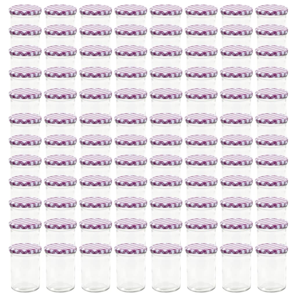 vidaXL Szklane słoiki, biało-fioletowe pokrywki, 96 szt., 400 ml