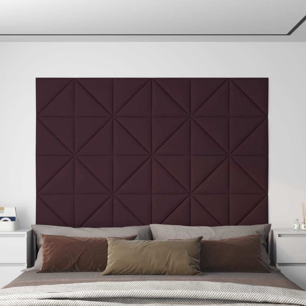 vidaXL Panele ścienne, 12 szt., fioletowe, 30x30 cm, tkanina, 0,54 m²