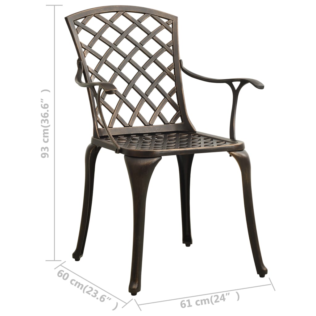 vidaXL Krzesła ogrodowe 4 szt., odlewane aluminium, brązowe