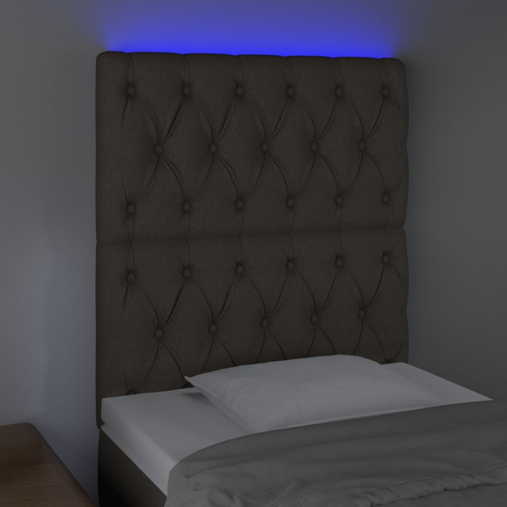 vidaXL Zagłówek do łóżka z LED, taupe, 80x7x118/128 cm, tkanina