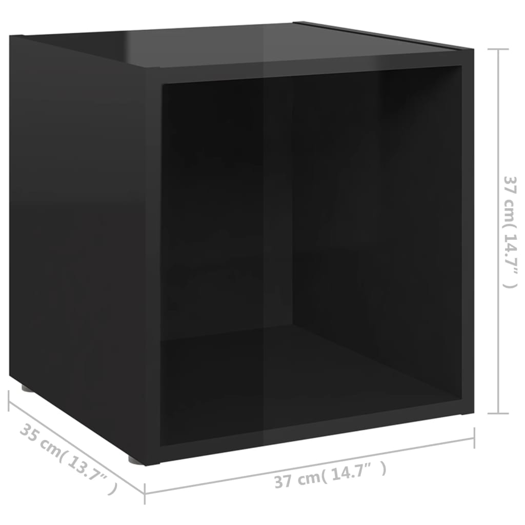 vidaXL Szafka pod TV, wysoki połysk, czarna, 37x35x37 cm, płyta