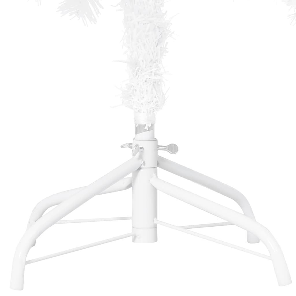 vidaXL Sztuczna choinka z lampkami i bombkami, biała, 120 cm, PVC