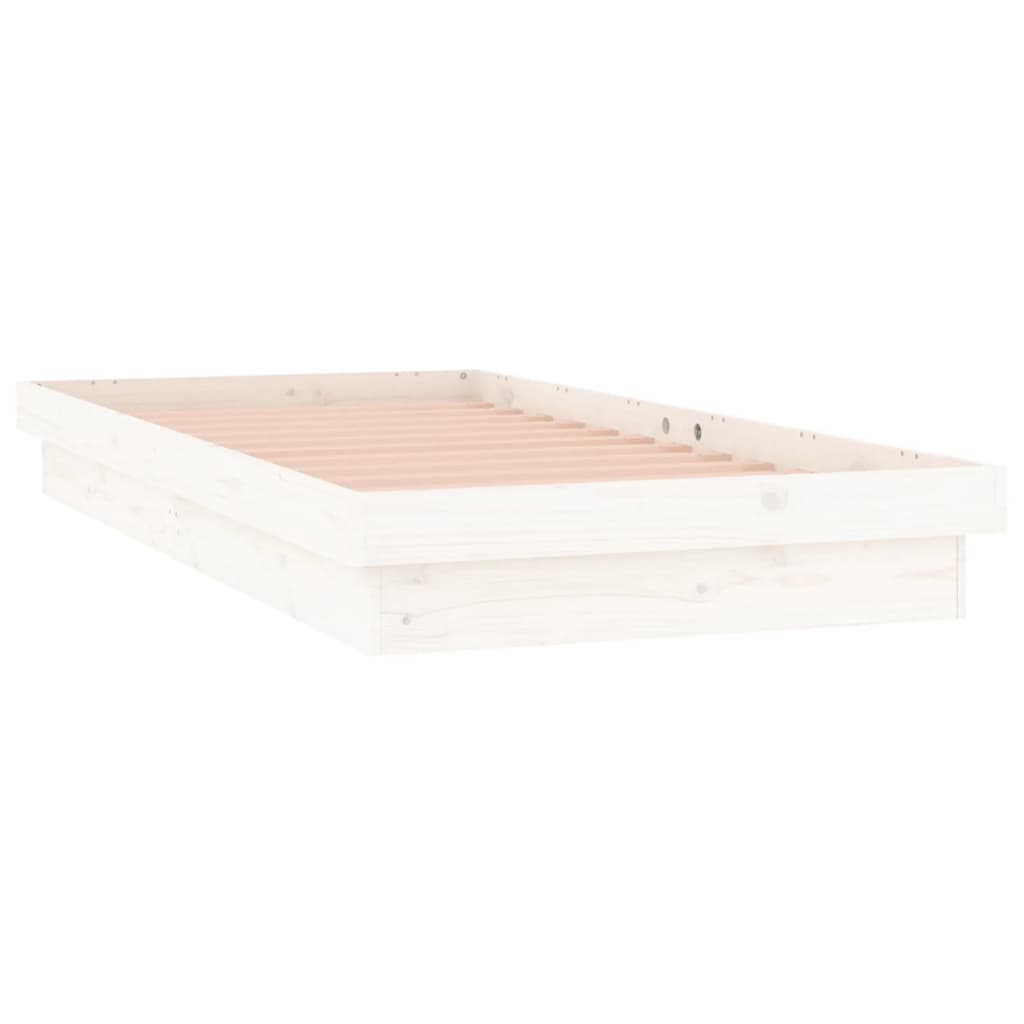 vidaXL Rama łóżka z LED, 90x200 cm, lite drewno