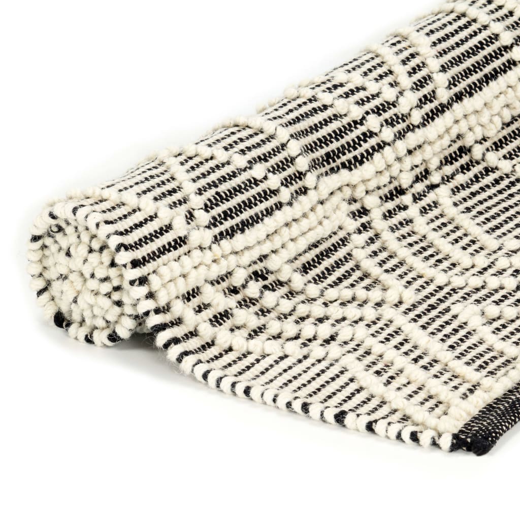 vidaXL Dywan ręcznie tkany, wełna, 120x170 cm, czarny/biały