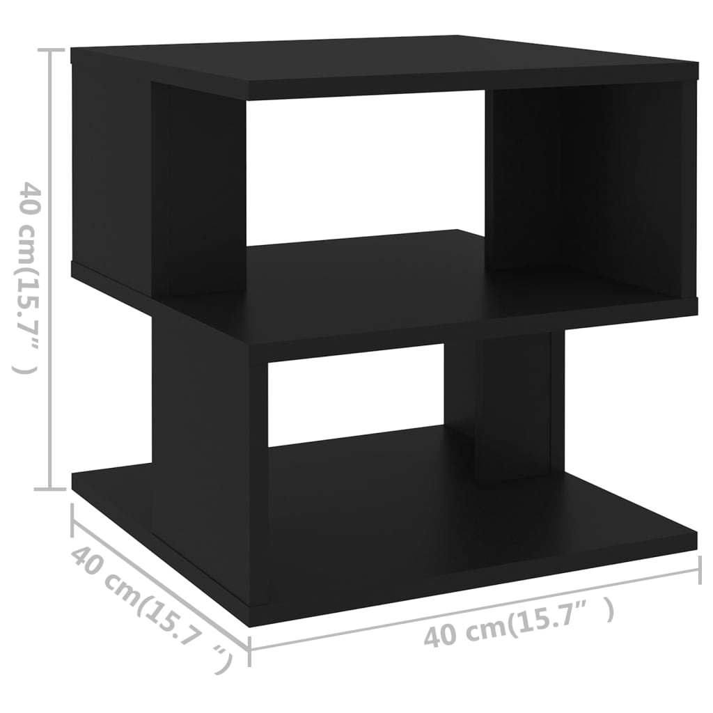 vidaXL Stolik boczny, czarny, 40x40x40 cm, płyta wiórowa