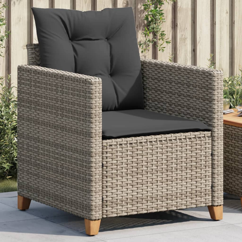 vidaXL Krzesło ogrodowe z poduszkami, szare, polirattan