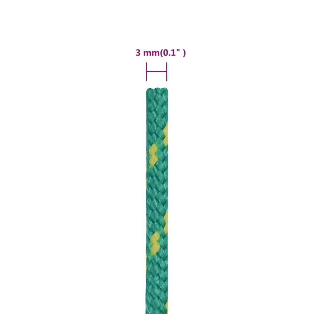 vidaXL Linka żeglarska, zielona, 3 mm, 25 m, polipropylen