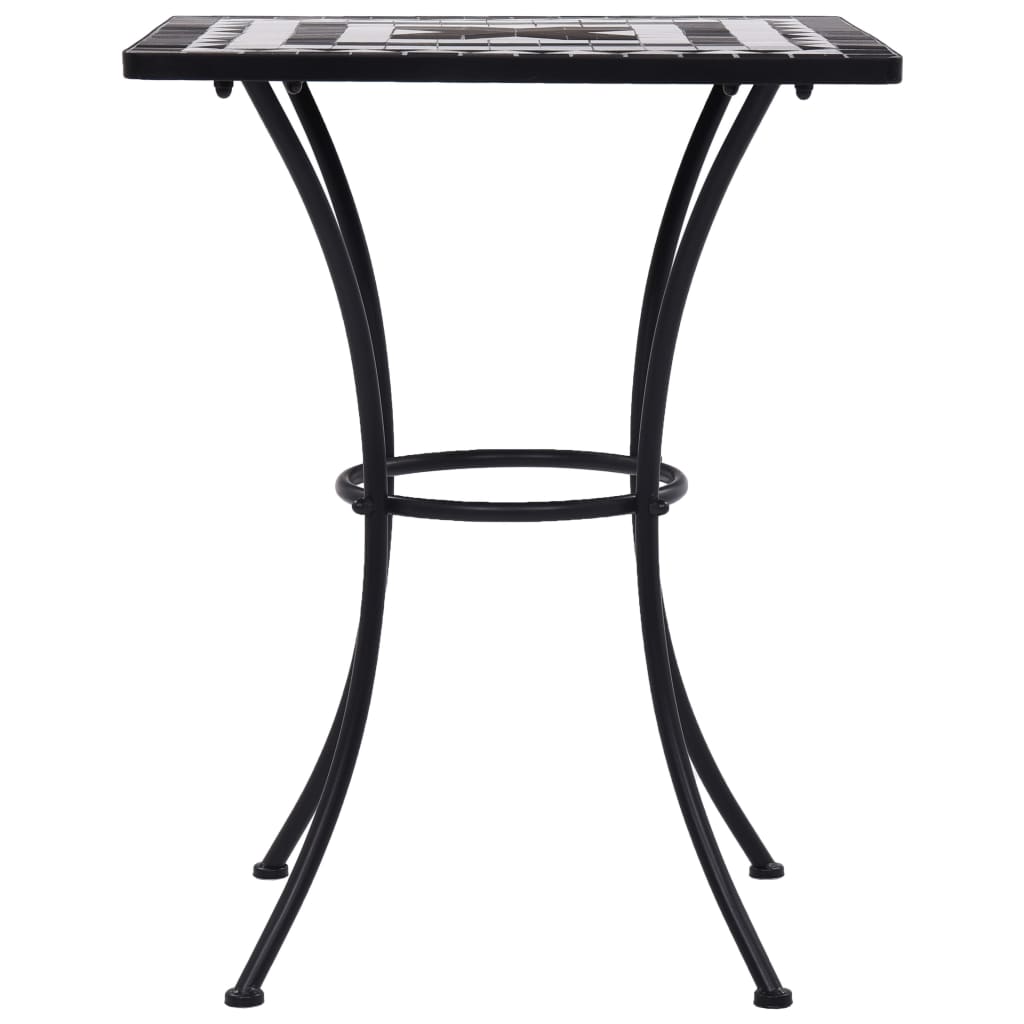 vidaXL Mozaikowy stolik bistro, czarno-biały, 60 cm, ceramiczny