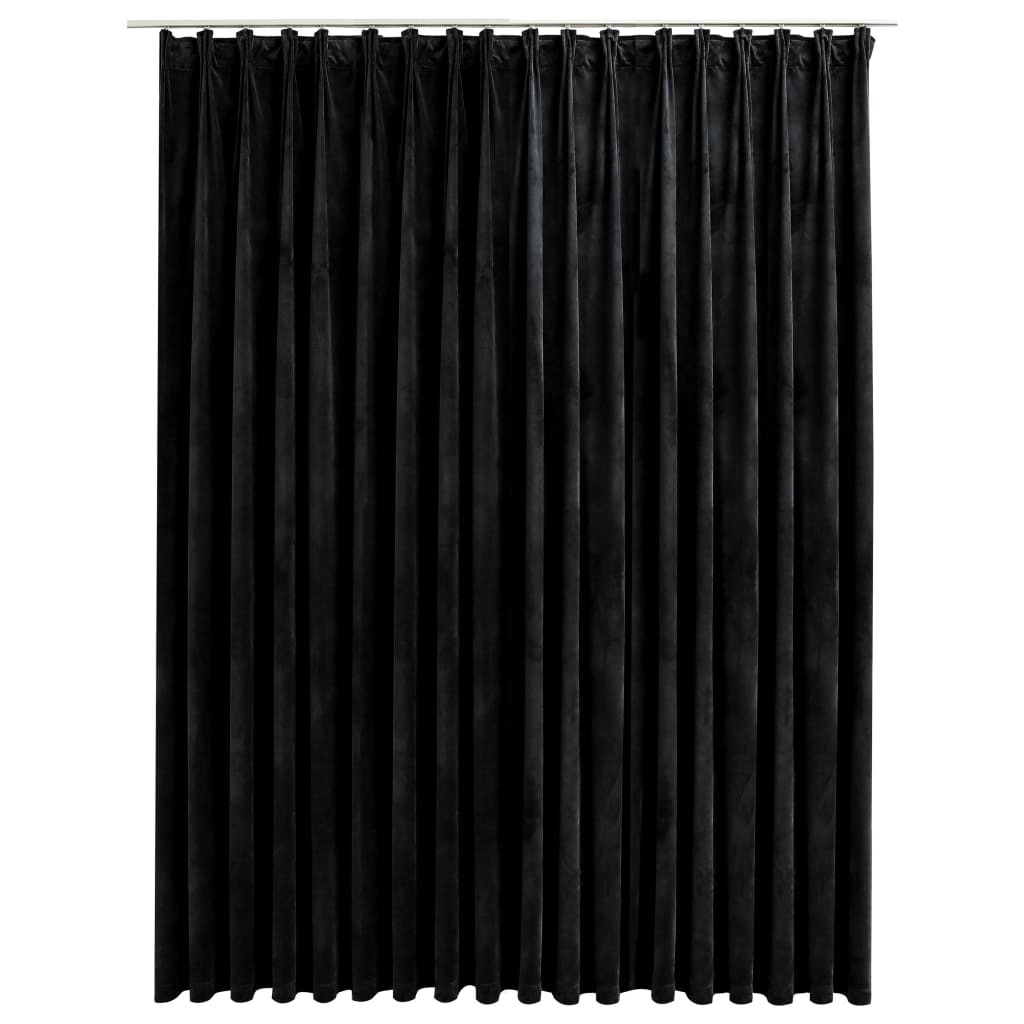 vidaXL Zasłona zaciemniająca z haczykami, aksamit, czarna, 290x245 cm