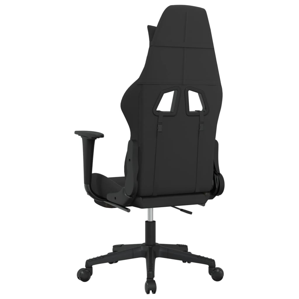 vidaXL Fotel gamingowy z podnóżkiem i masażem, czarno-taupe, tkanina