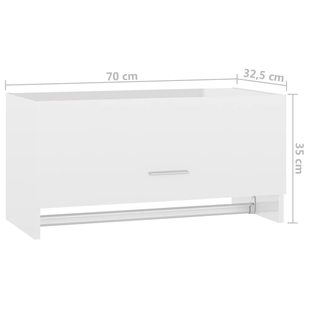 vidaXL Szafka, wysoki połysk, biała, 70x32,5x35 cm, płyta wiórowa