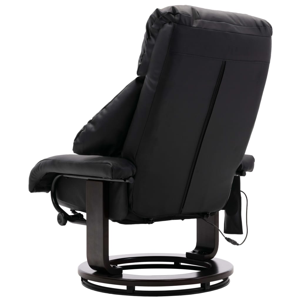 vidaXL Telewizyjny fotel masujący, regulowany, czarny, sztuczna skóra