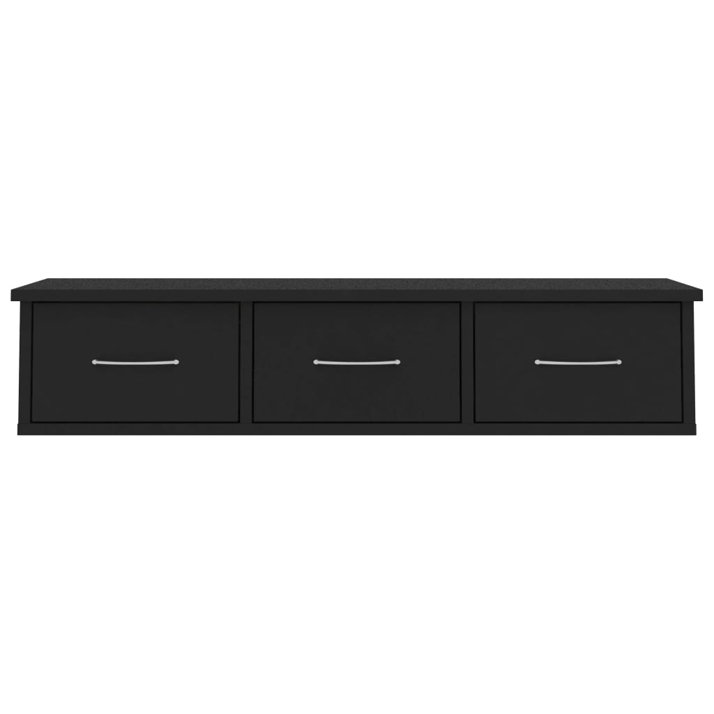 vidaXL Półka ścienna z szufladami, czarna, 88x26x18,5 cm