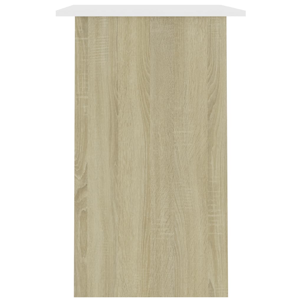 vidaXL Biurko, biel i dąb sonoma 90x50x74 cm, materiał drewnopochodny