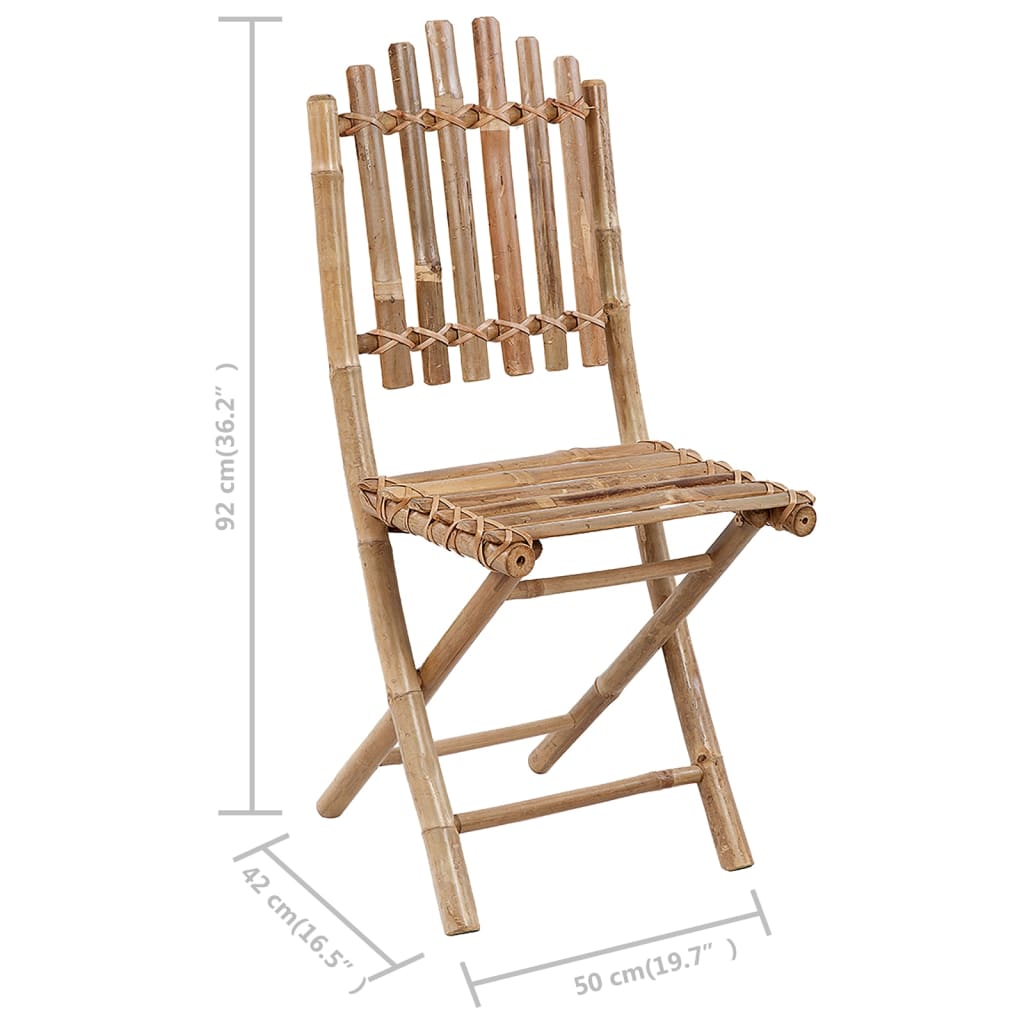 vidaXL Składane krzesła ogrodowe z poduszkami, 2 szt., bambusowe