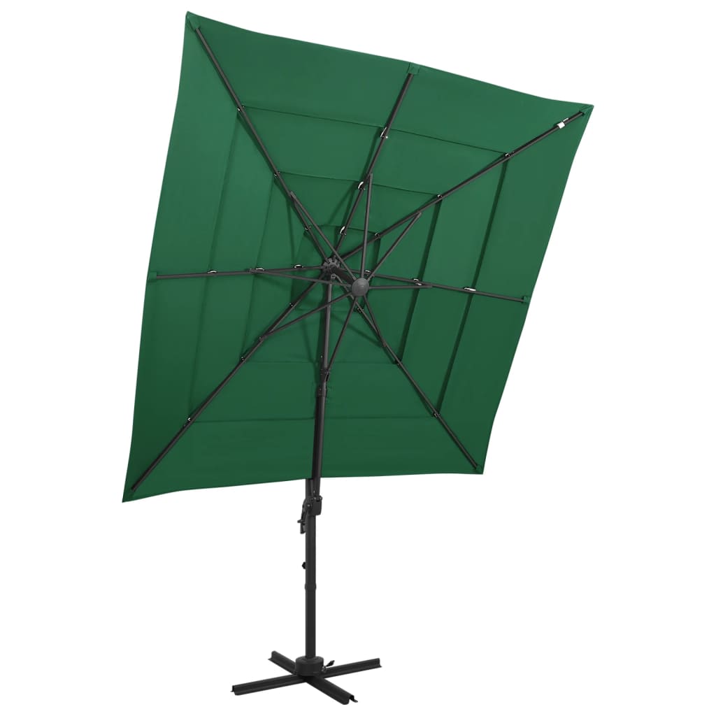 vidaXL 4-poziomowy parasol na aluminiowym słupku, zielony, 250x250 cm