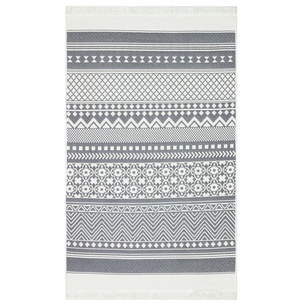 vidaXL Dywan, szaro-biały, 120x180 cm, bawełniany
