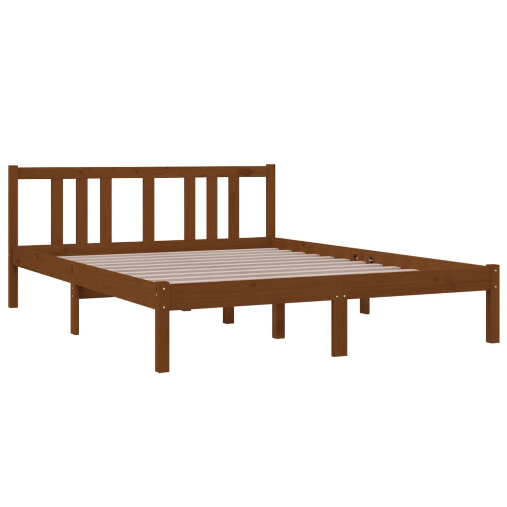 vidaXL Rama łóżka, miodowy brąz, lite drewno, 140x190 cm