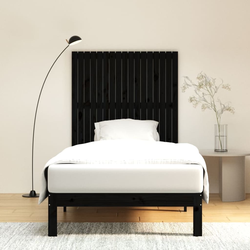 vidaXL Wezgłowie łóżka, czarne, 108x3x110 cm, lite drewno sosnowe