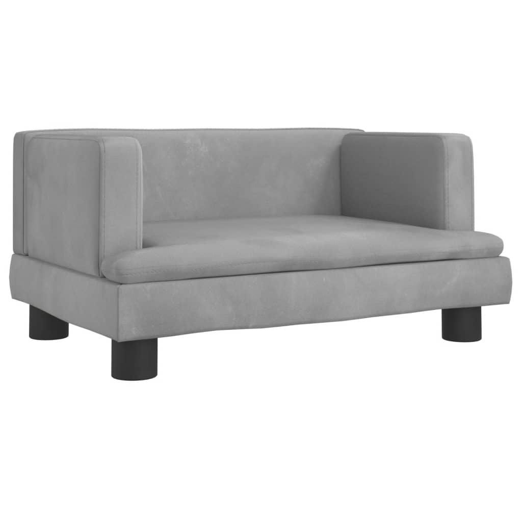 vidaXL Sofa dla dzieci, jasnoszara, 60x40x30 cm, aksamit