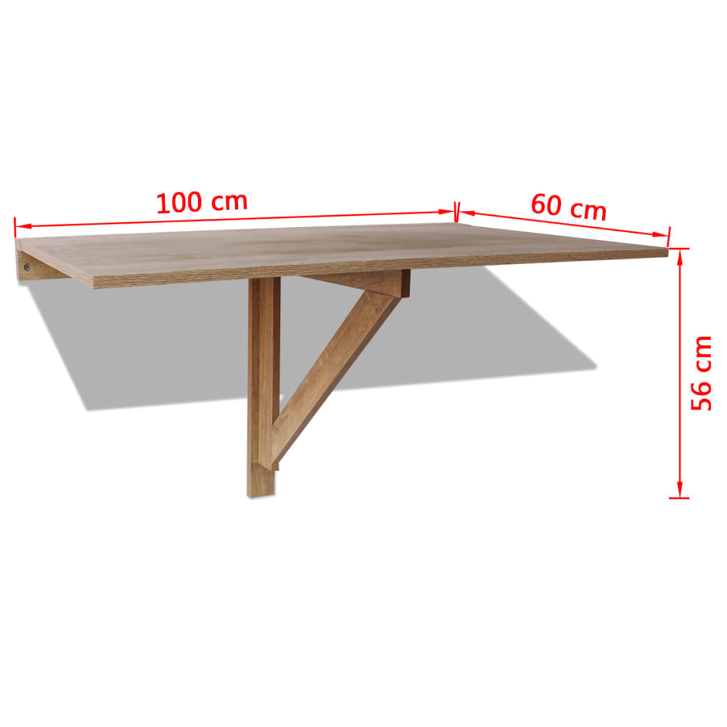 vidaXL Składany stolik na ścianę, kolor dębowy, 100 x 60 cm