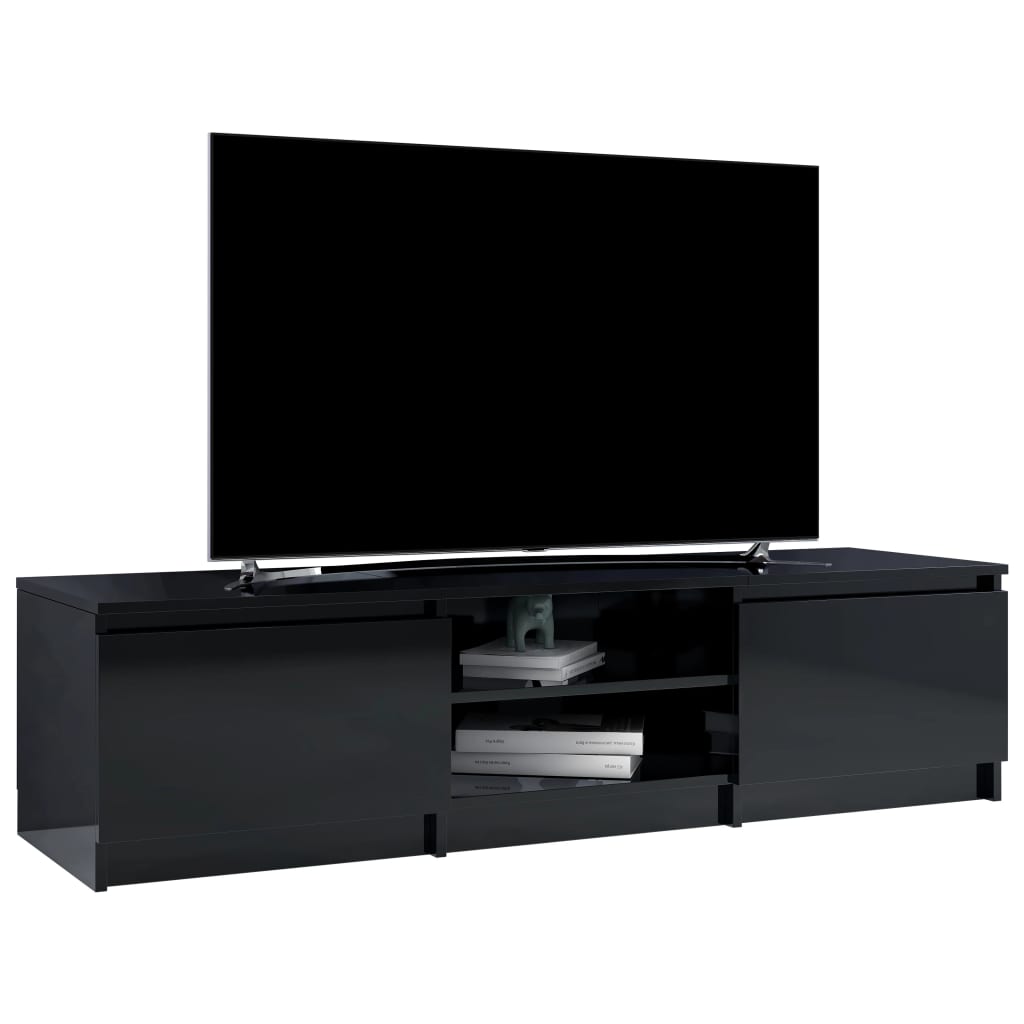 vidaXL Szafka pod TV, wysoki połysk, czarna, 140x40x35,5 cm