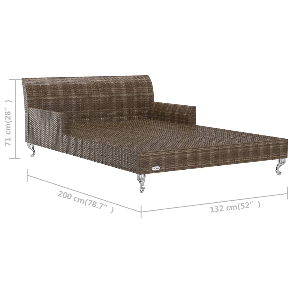 vidaXL 2-osobowe łóżko ogrodowe z poduszkami, rattan PE, brązowe