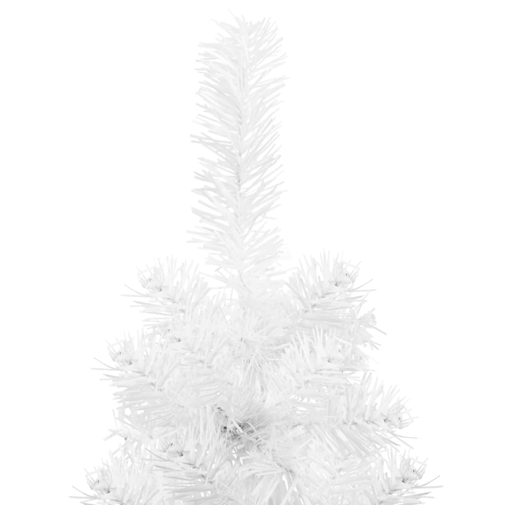 vidaXL Smukła choinka połówka ze stojakiem, sztuczna, biała, 240 cm