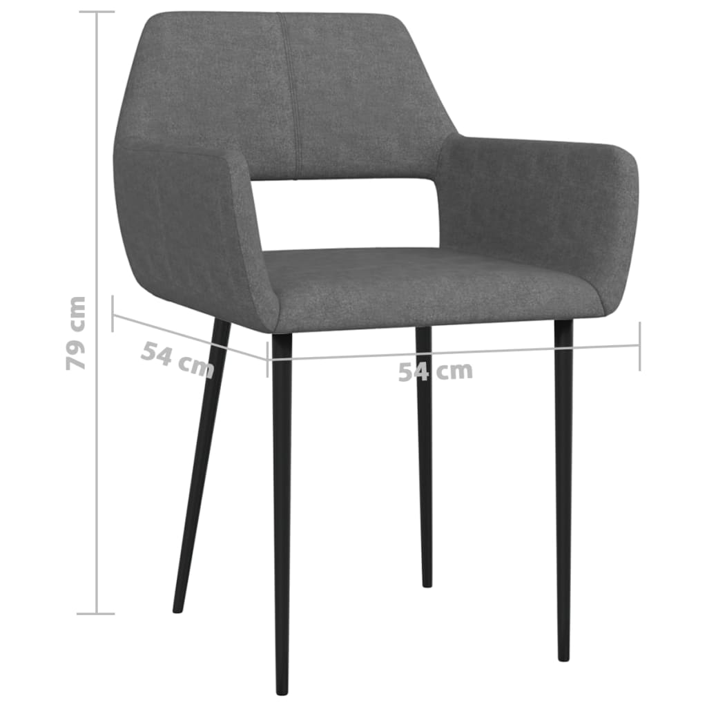 vidaXL Krzesła stołowe, 2 szt., ciemnoszare, obite tkaniną