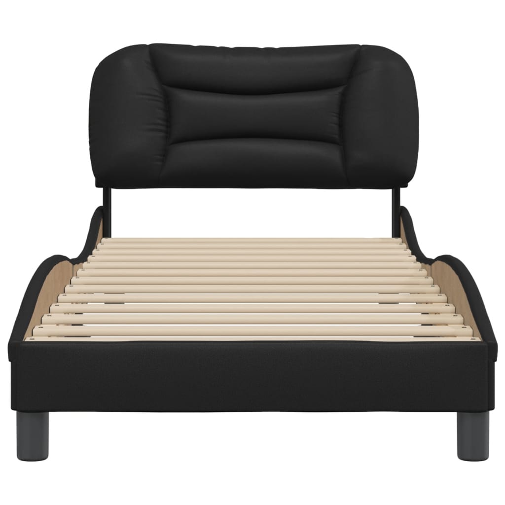 vidaXL Rama łóżka z zagłówkiem, czarna, sztuczna skóra, 80x200 cm