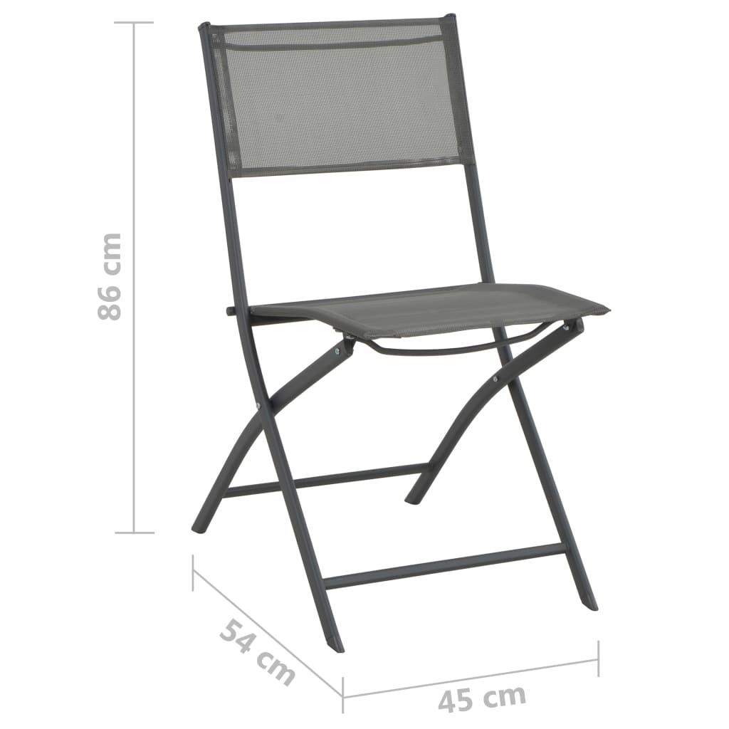 vidaXL Składane krzesła ogrodowe, 4 szt., szare, stal i textilene