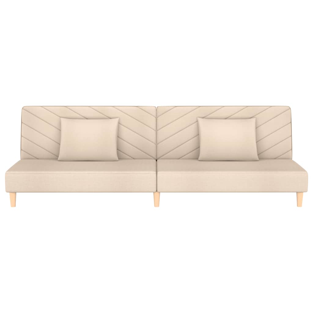 vidaXL 2-osobowa kanapa, 2 poduszki, kremowa, tapicerowana tkaniną