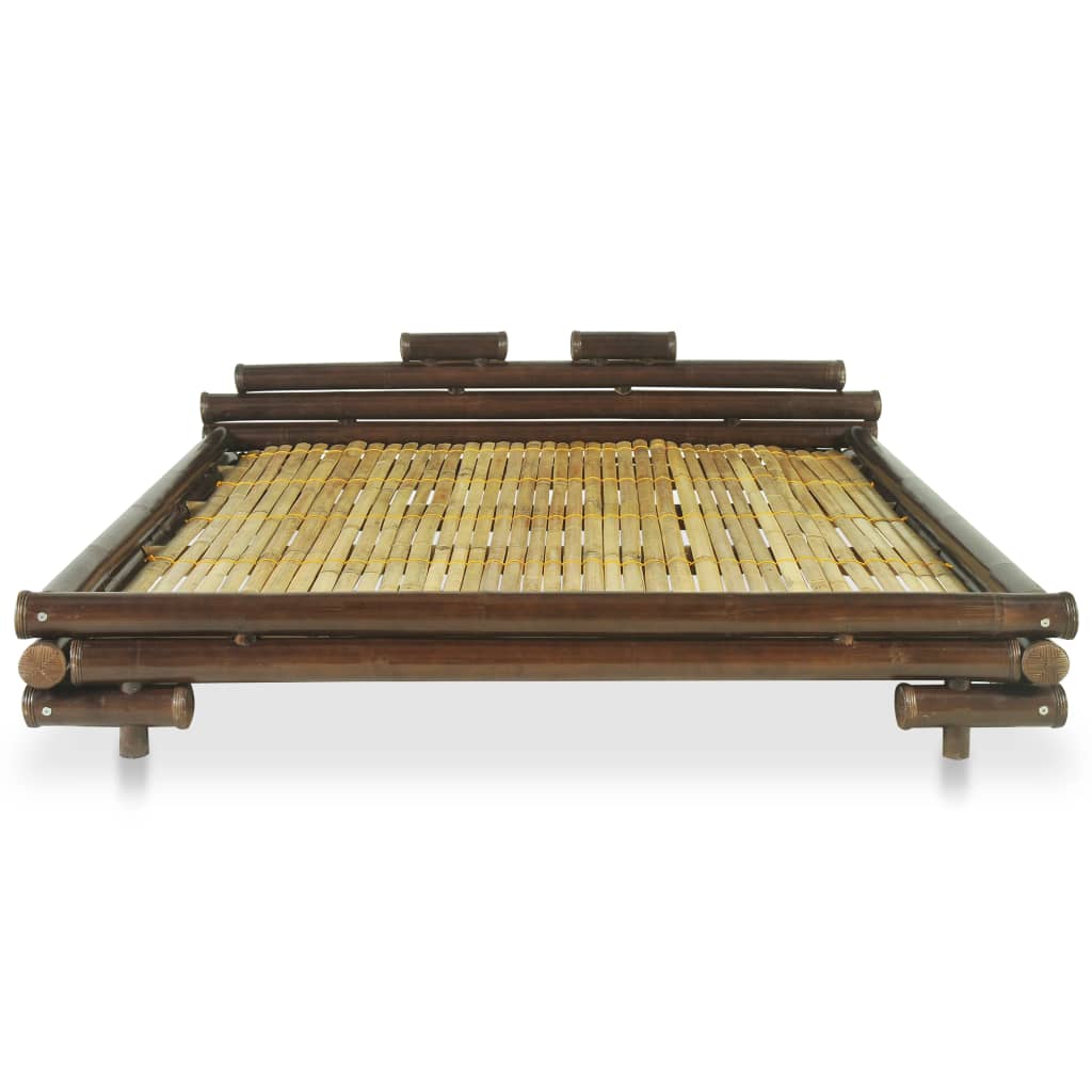 vidaXL Rama łóżka, ciemnobrązowa, bambusowa, 160 x 200 cm